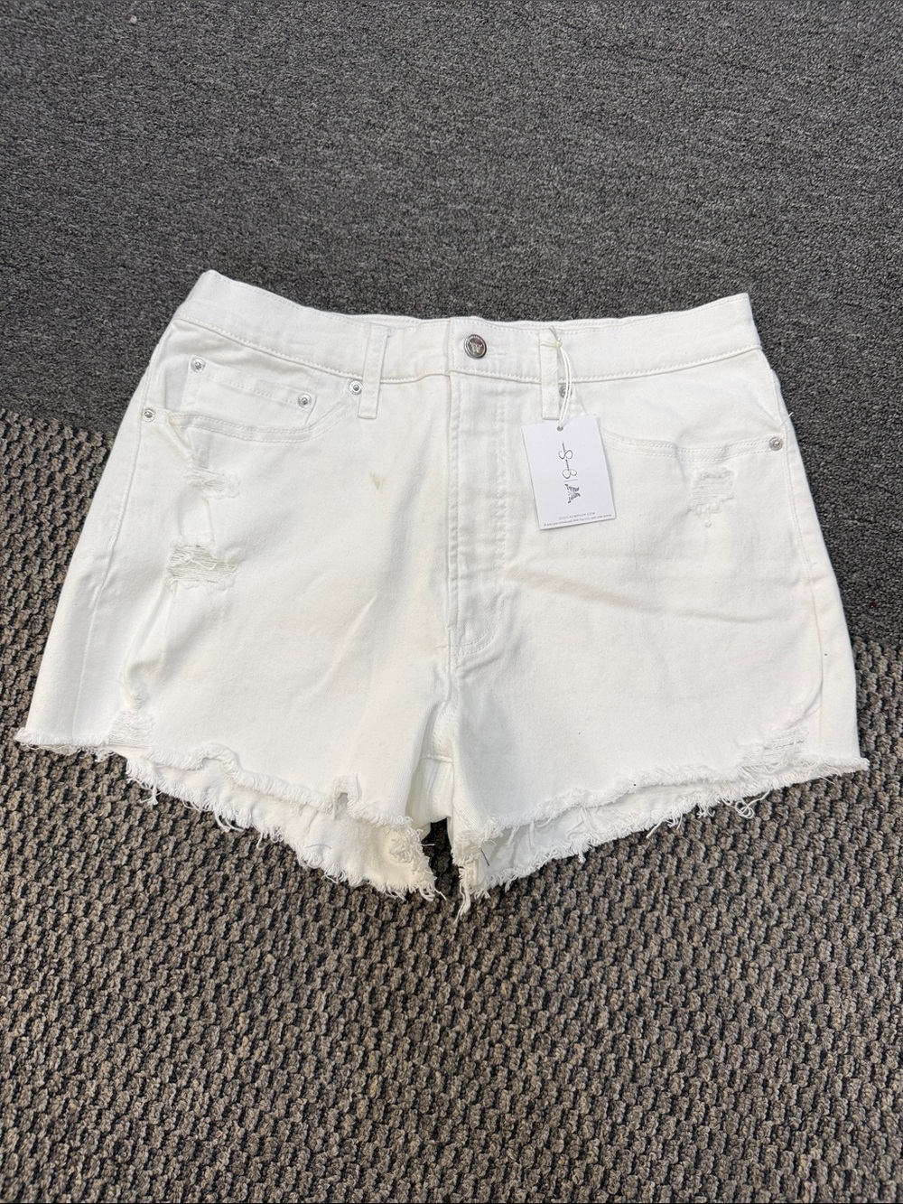 Jessica Simpson White Distressed Denim Cutoff Shorts
